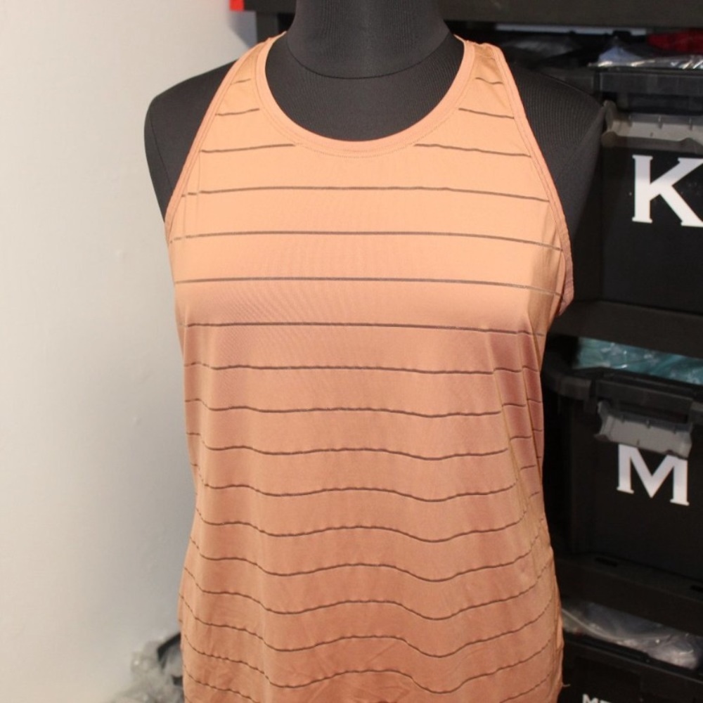 Athleta Women's brown sheer stripe chi racerback tank top XL